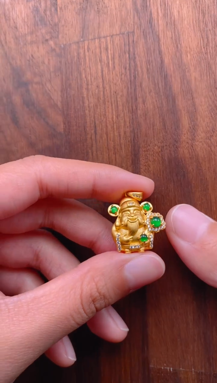 【闪购商品】翡翠吊坠(不含链)银S925镶嵌财神吊坠