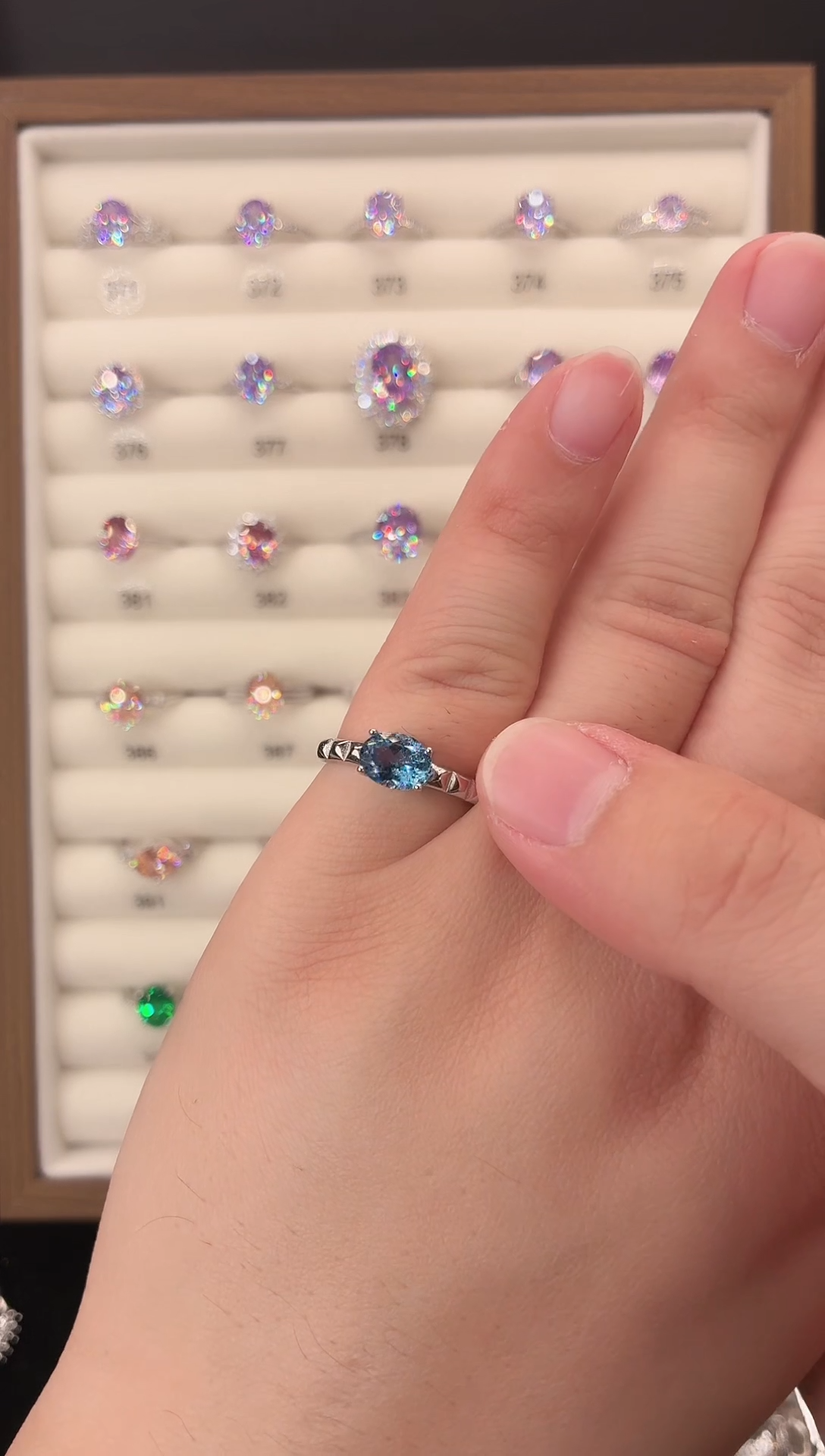 银S925镶嵌戒指海蓝宝石123456