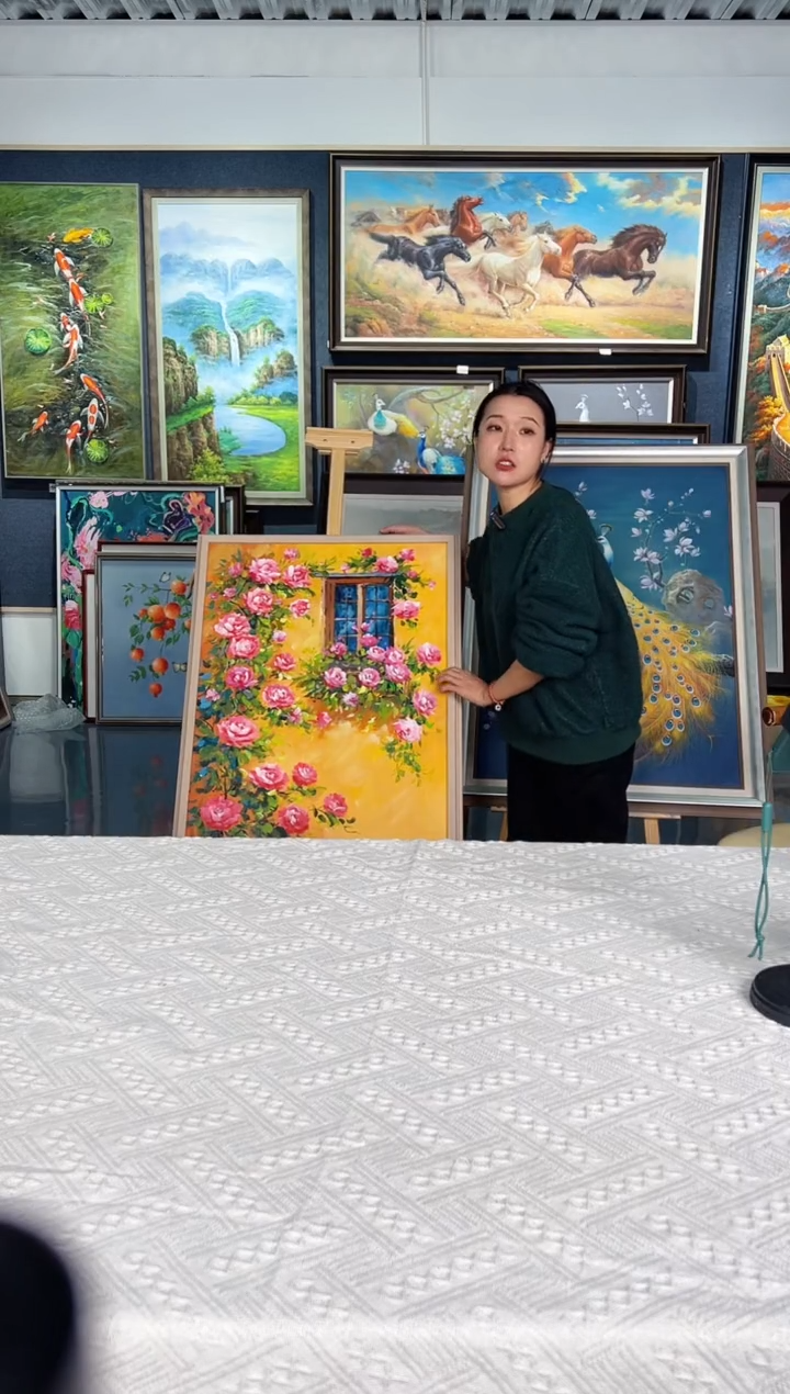 【闪购商品】油画75号 60*80 窗边玫瑰-手绘油画