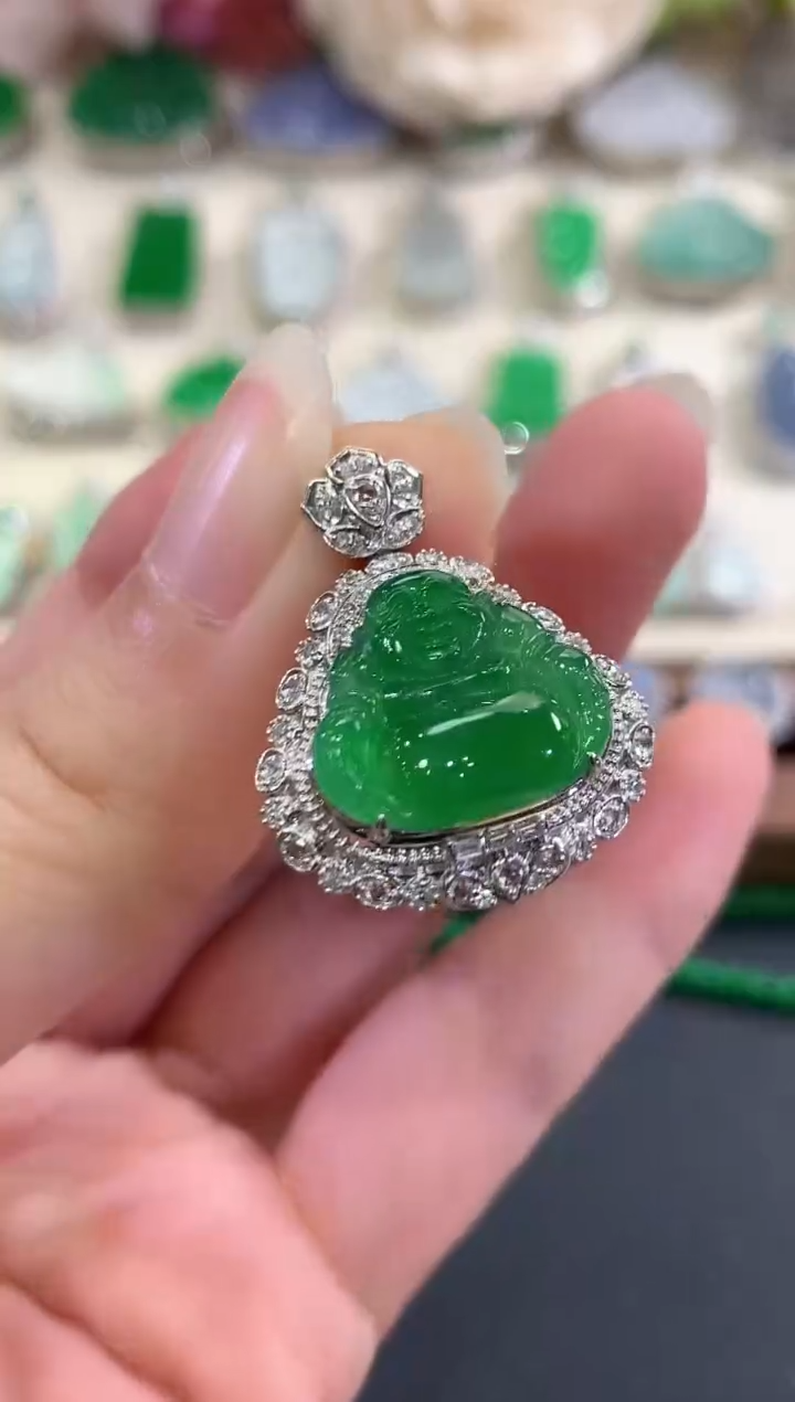 吊坠(不含链)18K金镶嵌翡翠c71