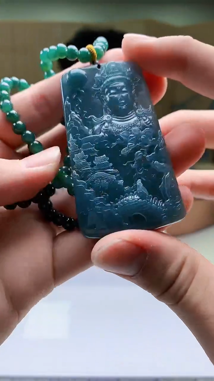 【闪购商品】定制翡翠未镶嵌4688bb-毛货挂件97赠珠链