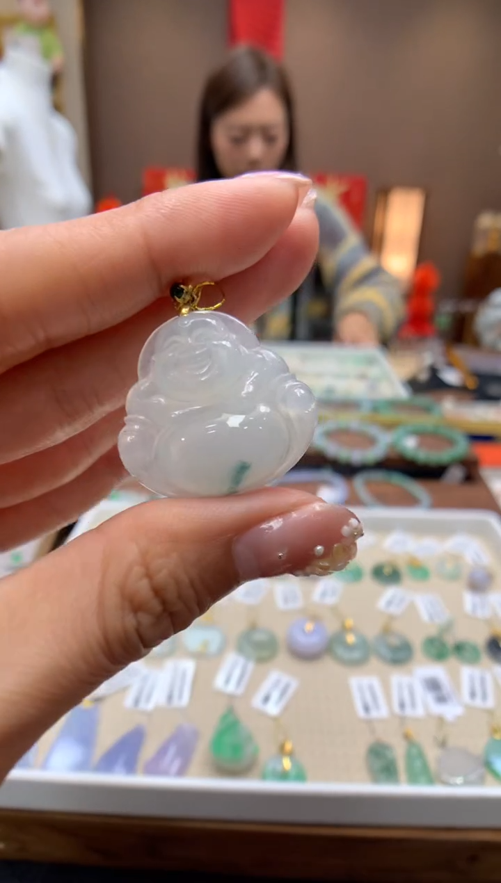 【闪购商品】翡翠颈饰18K金镶嵌佛公