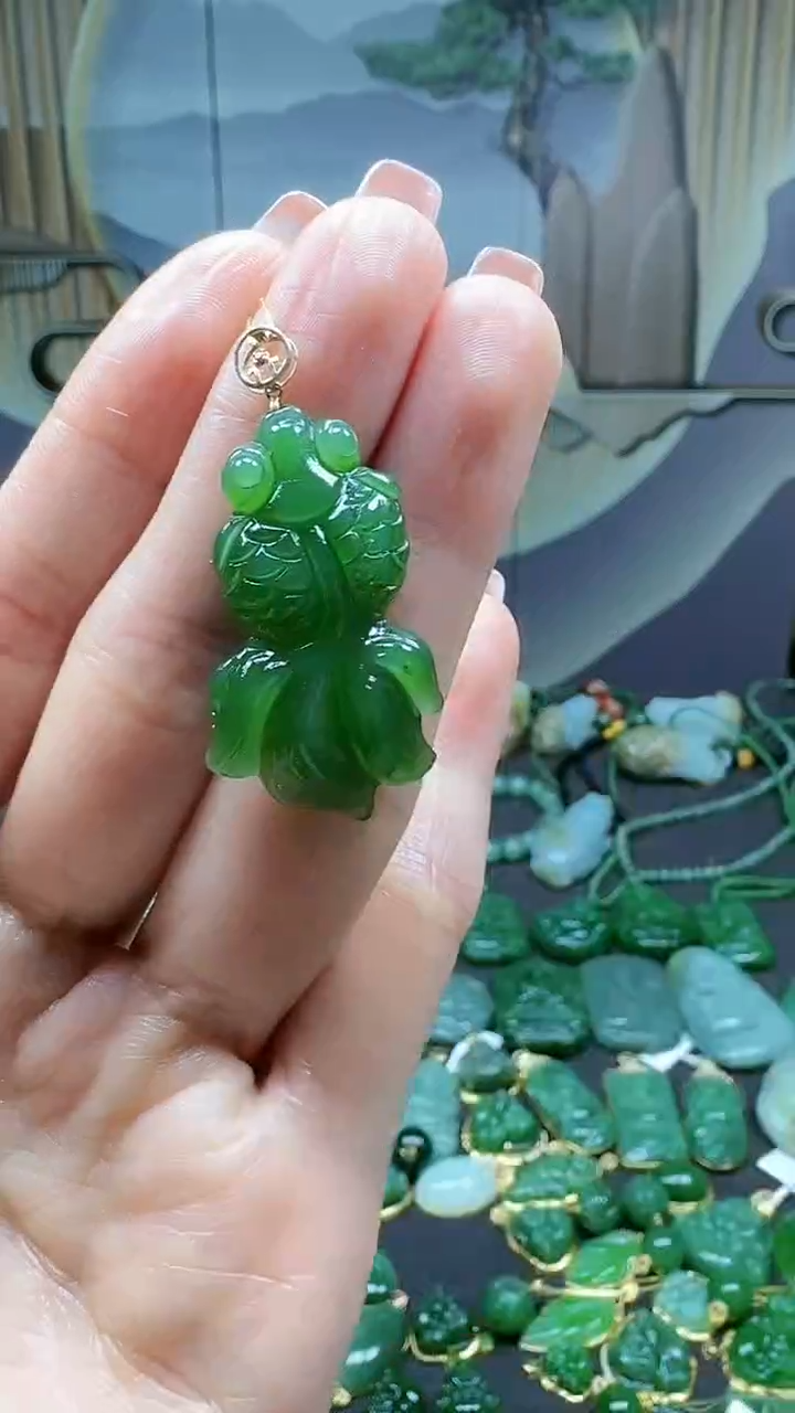 【闪购商品】和田玉吊坠(不含链)18K金镶嵌1