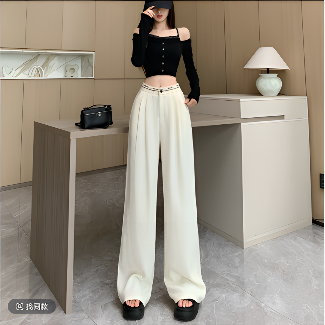 西装女裤阔腿高腰显瘦时尚设计师款