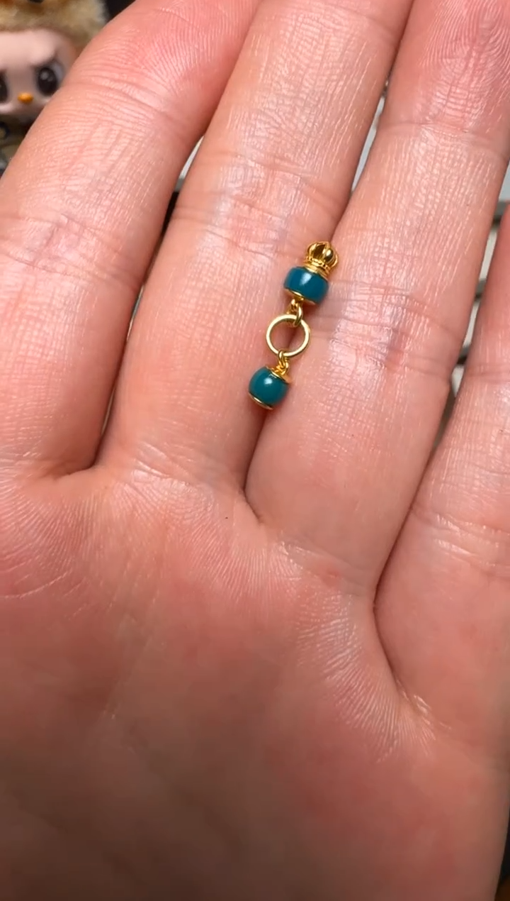 绿松石18K金镶嵌颈饰松石侧挂