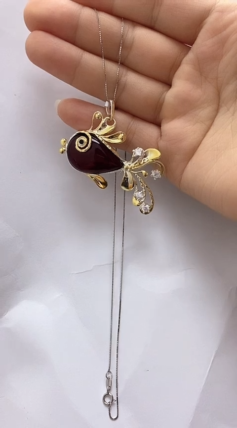 【闪购商品】琥珀裸石银S925镶嵌血珀吊坠