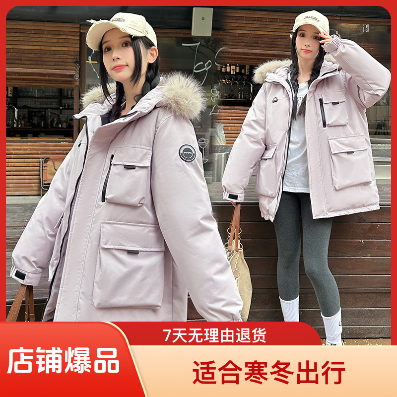 新款大毛领工装派克学生装服女时尚棉袄加厚保暖棉衣棉服外套潮