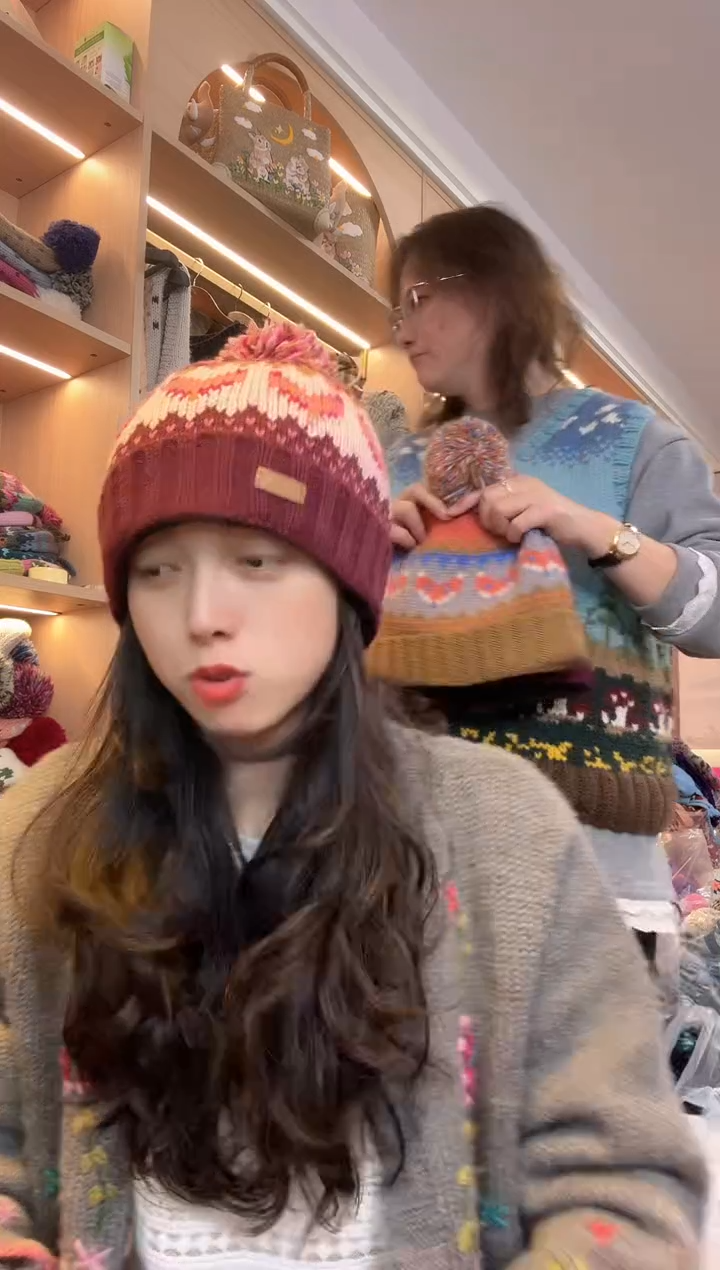 棉美利奴粉色狐狸单球帽