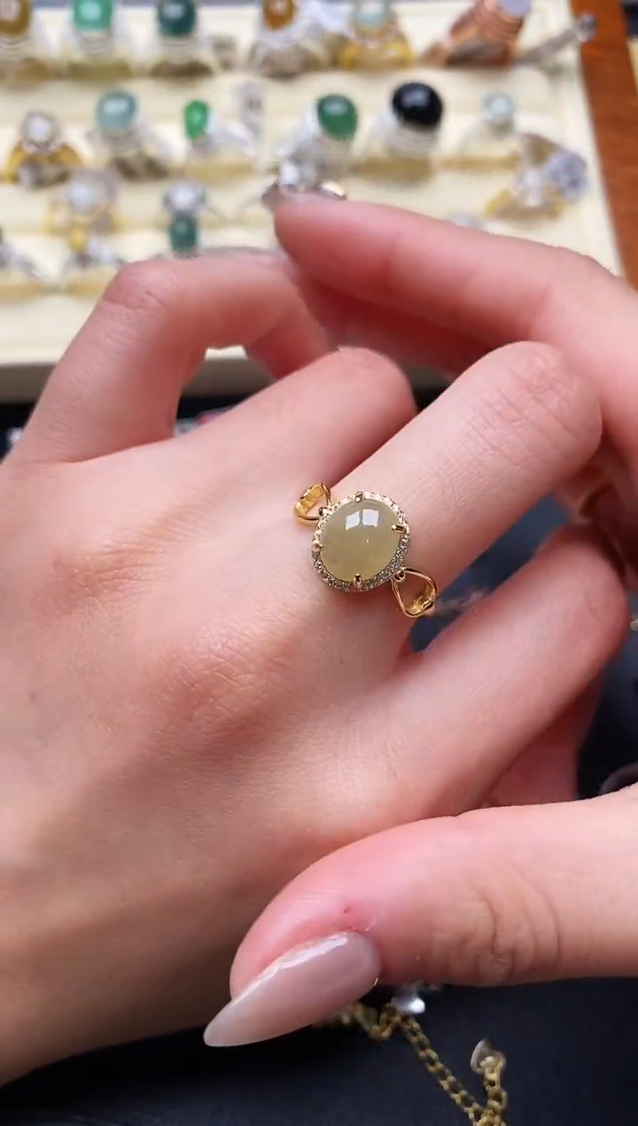 【闪购商品】翡翠戒指银S925镶嵌缅甸翡翠2 8+