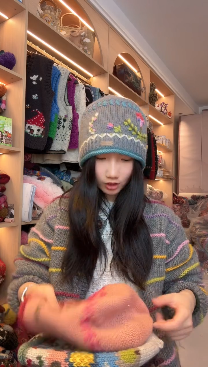 羊毛美利奴灰蓝色卷边