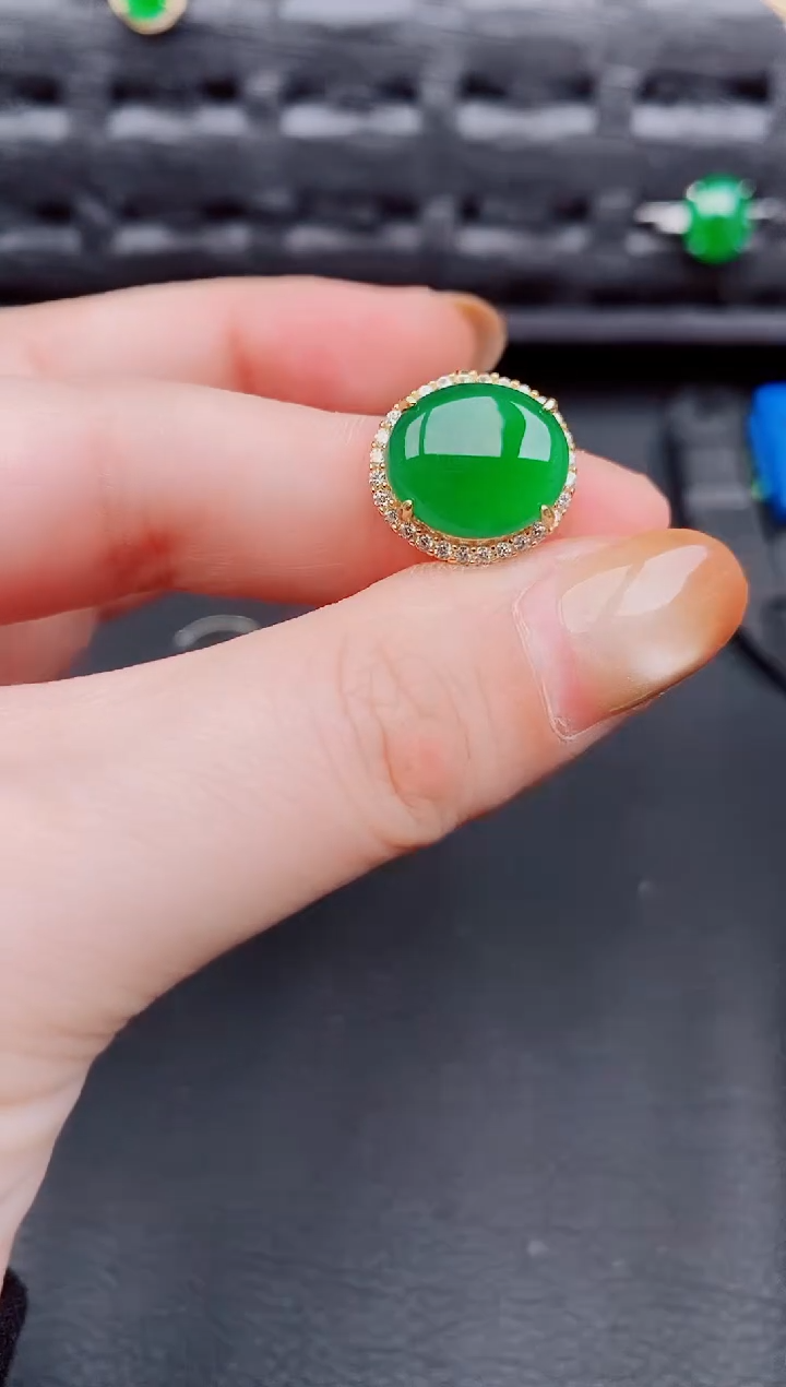 【闪购商品】翡翠戒指银S925镶嵌天然a货翡翠532