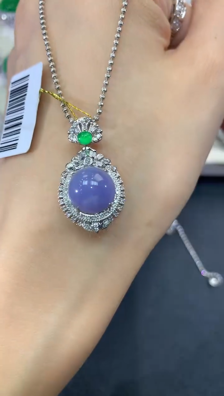 【闪购商品】翡翠吊坠(不含链)18K金镶嵌q16紫货有色差