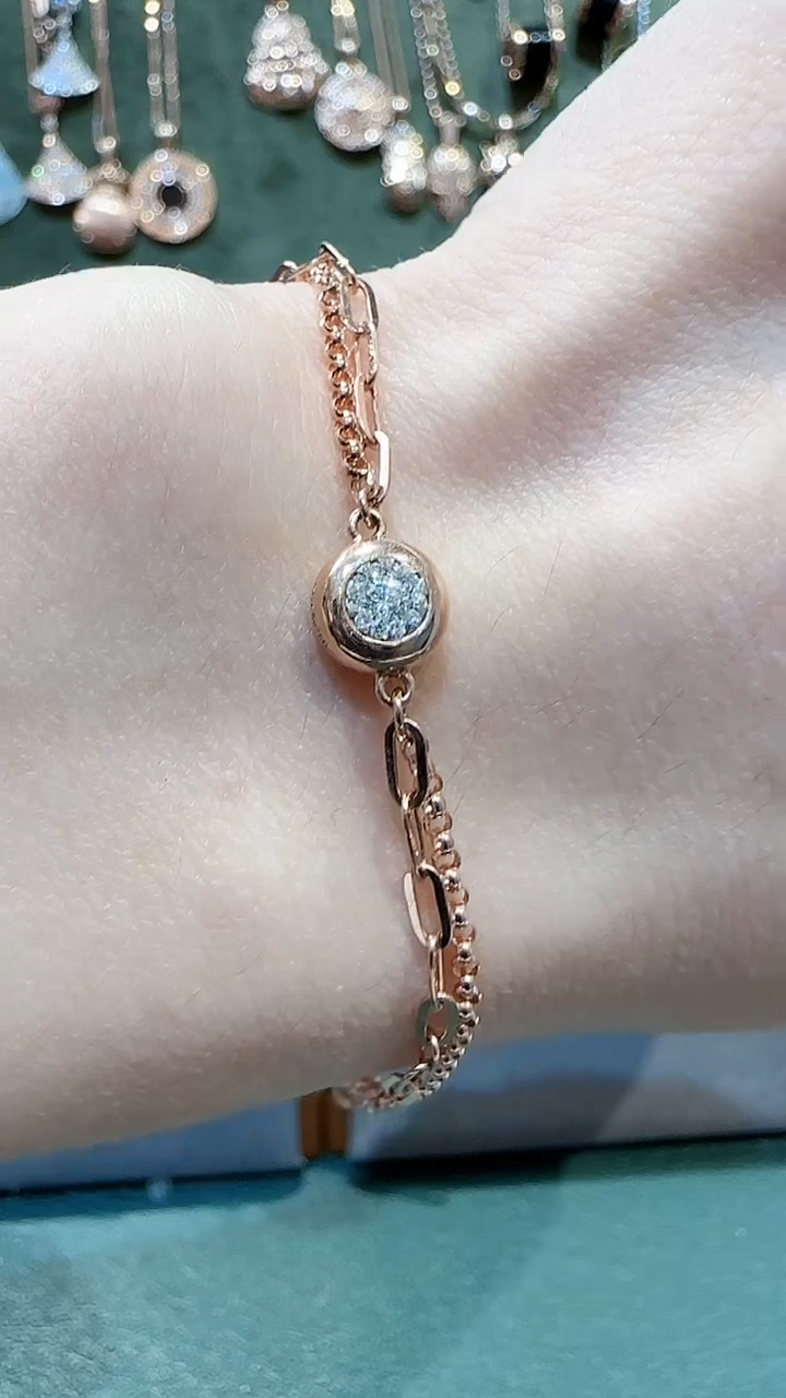 【闪购商品】钻石手链18K金镶嵌18K金钻石泡泡手链