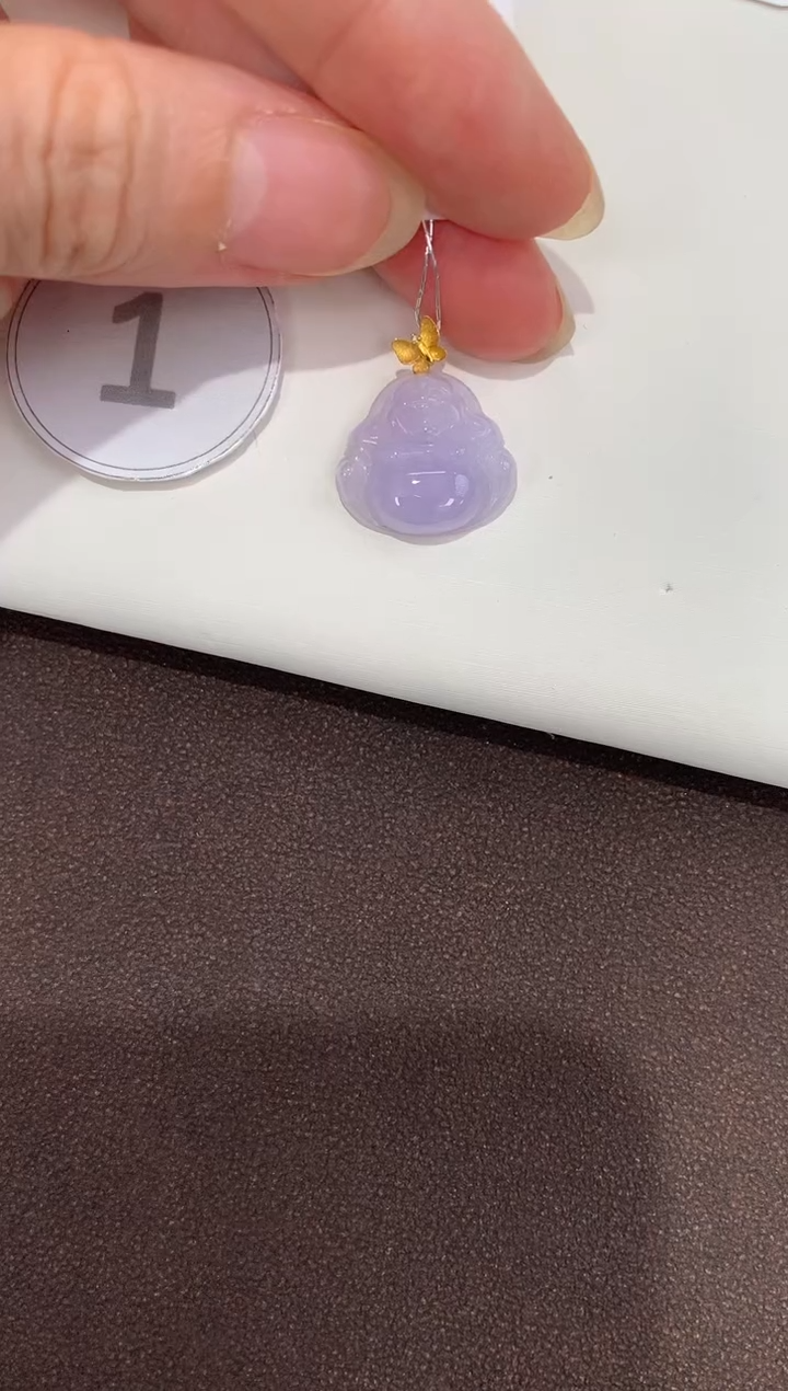 翡翠18K金镶嵌吊坠(赠链)天然缅甸a货翡翠