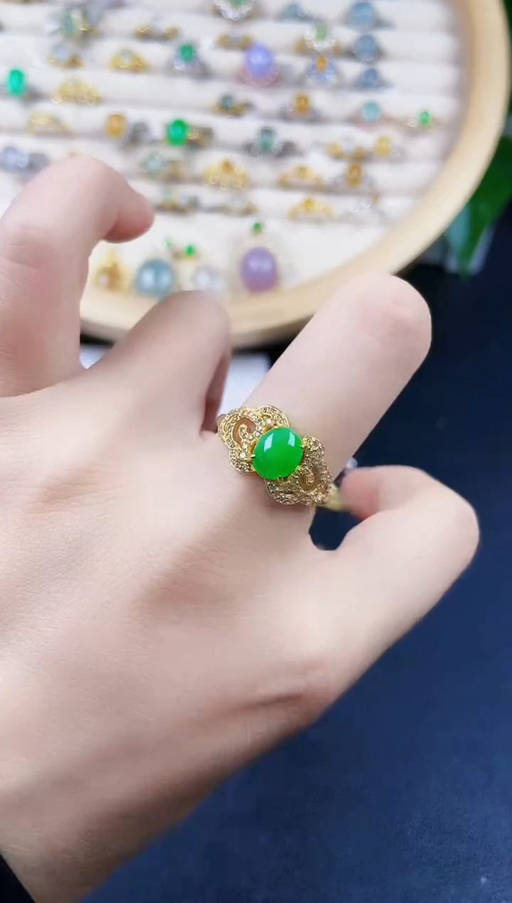 【闪购商品】翡翠戒指银S925镶嵌42424444