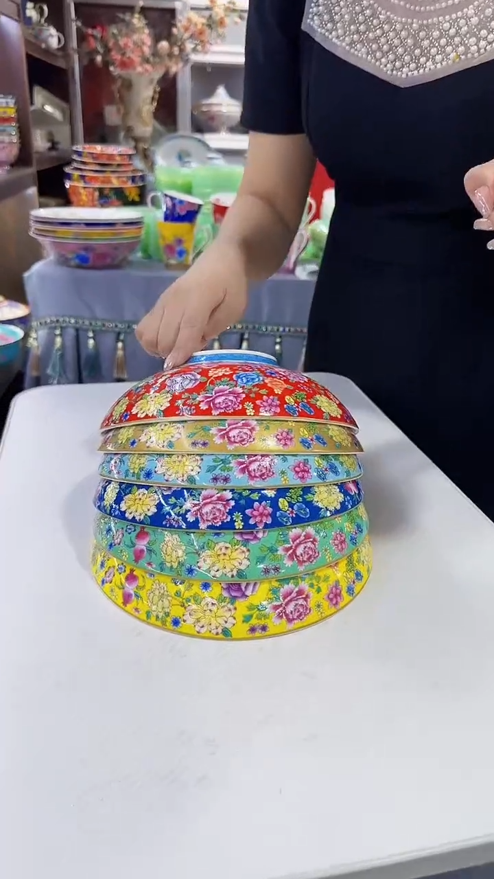 瓷片8.5英寸元宝盘6个景德镇混色