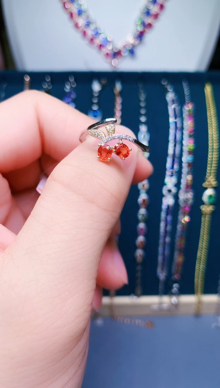 【闪购商品】彩色蓝宝石戒指银S925镶嵌90-21