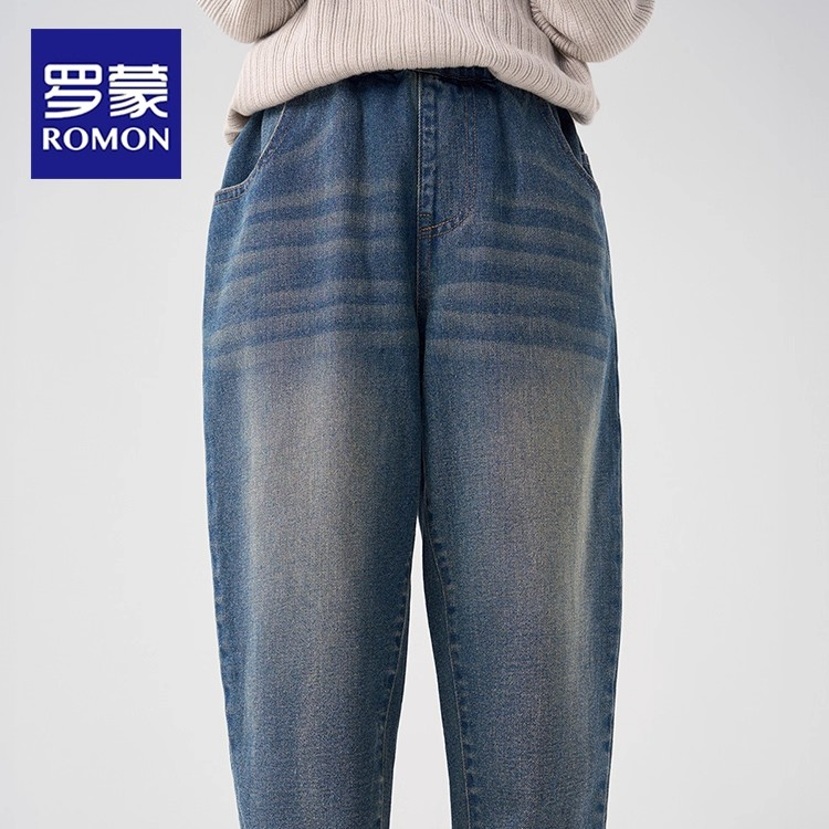 Romon/罗蒙男童牛仔裤儿童裤子春秋款男孩洋气复古长裤2025新款
