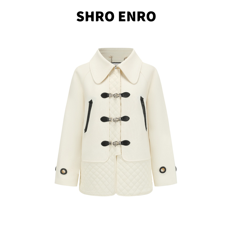 SHRO ENRO 秋冬小香风复古羊毛假两件绗棉外套SE23WW135