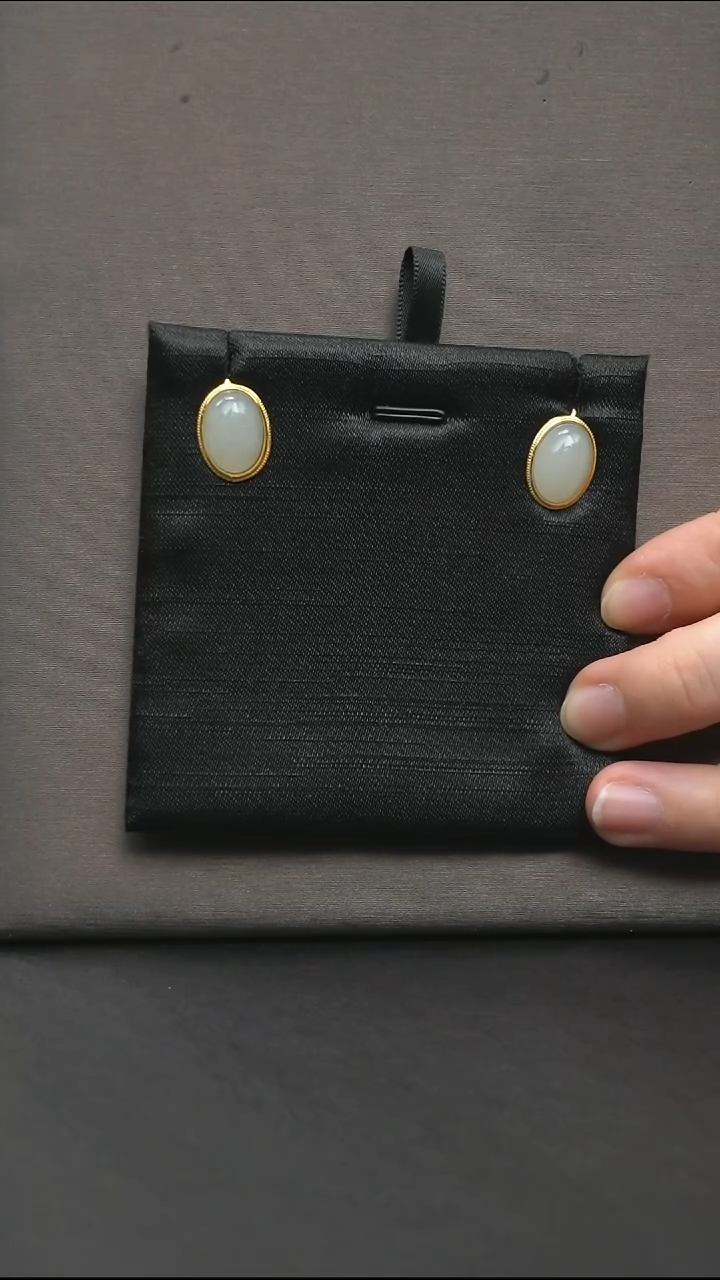 和田玉银S925镶嵌颈饰耳钩