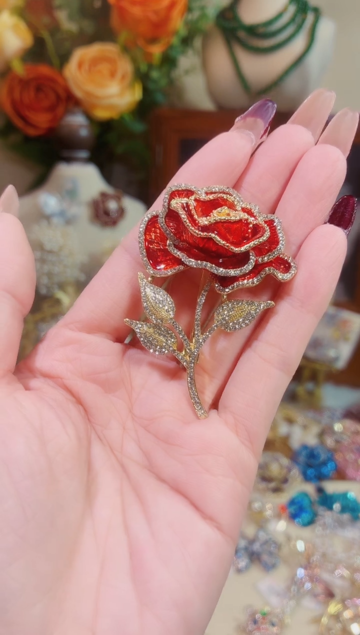 合成立方氧化锆铜合金红色玫瑰