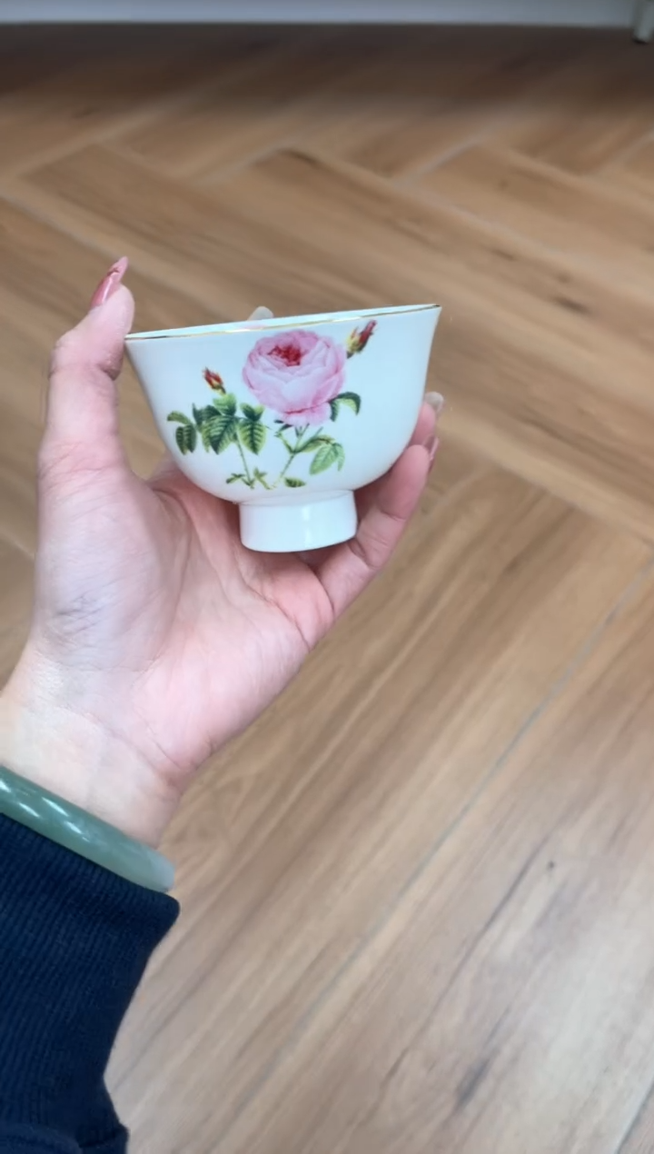 【闪购商品】碗玫瑰高骨骨瓷2个甜品碗