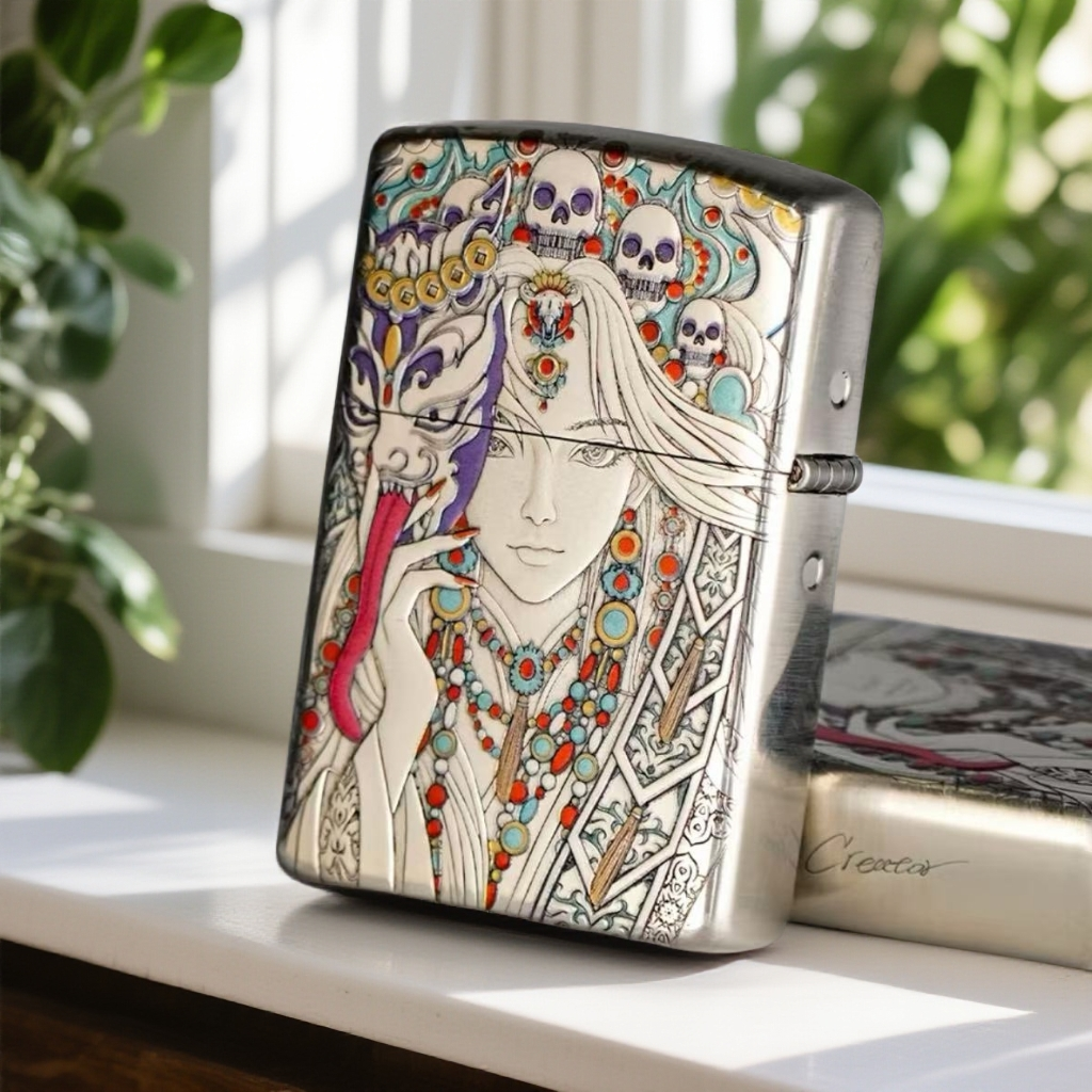 【陀螺老师】打火机扎基拉姆女财神浮雕镀钛彩创意个性
