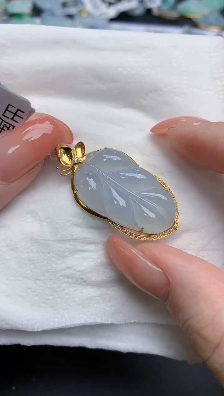 【闪购商品】翡翠颈饰18K金镶嵌天然缅甸翡翠A货