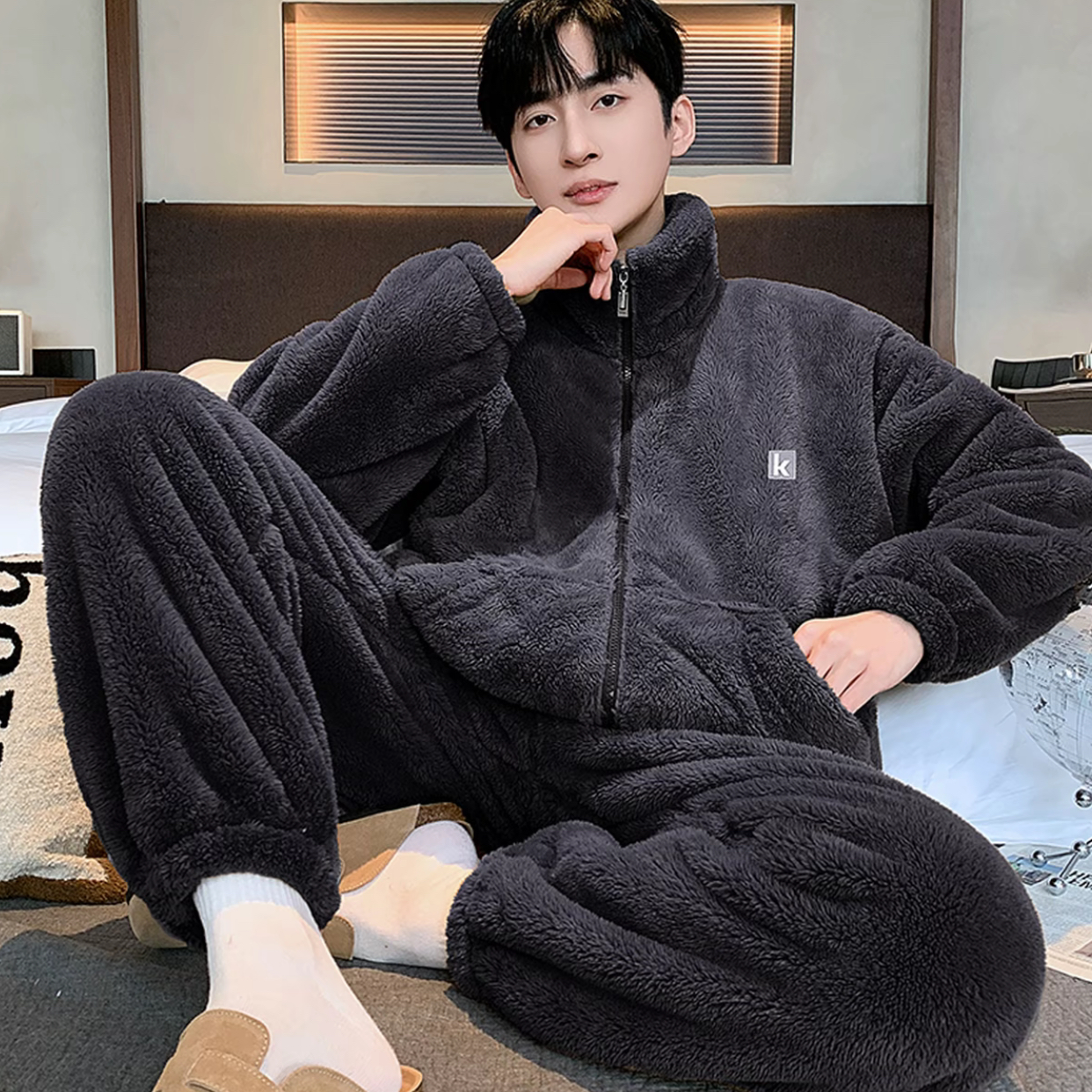 【加加厚，男款上新】冬季加厚可外穿天鹅绒男士睡衣家居服套装
