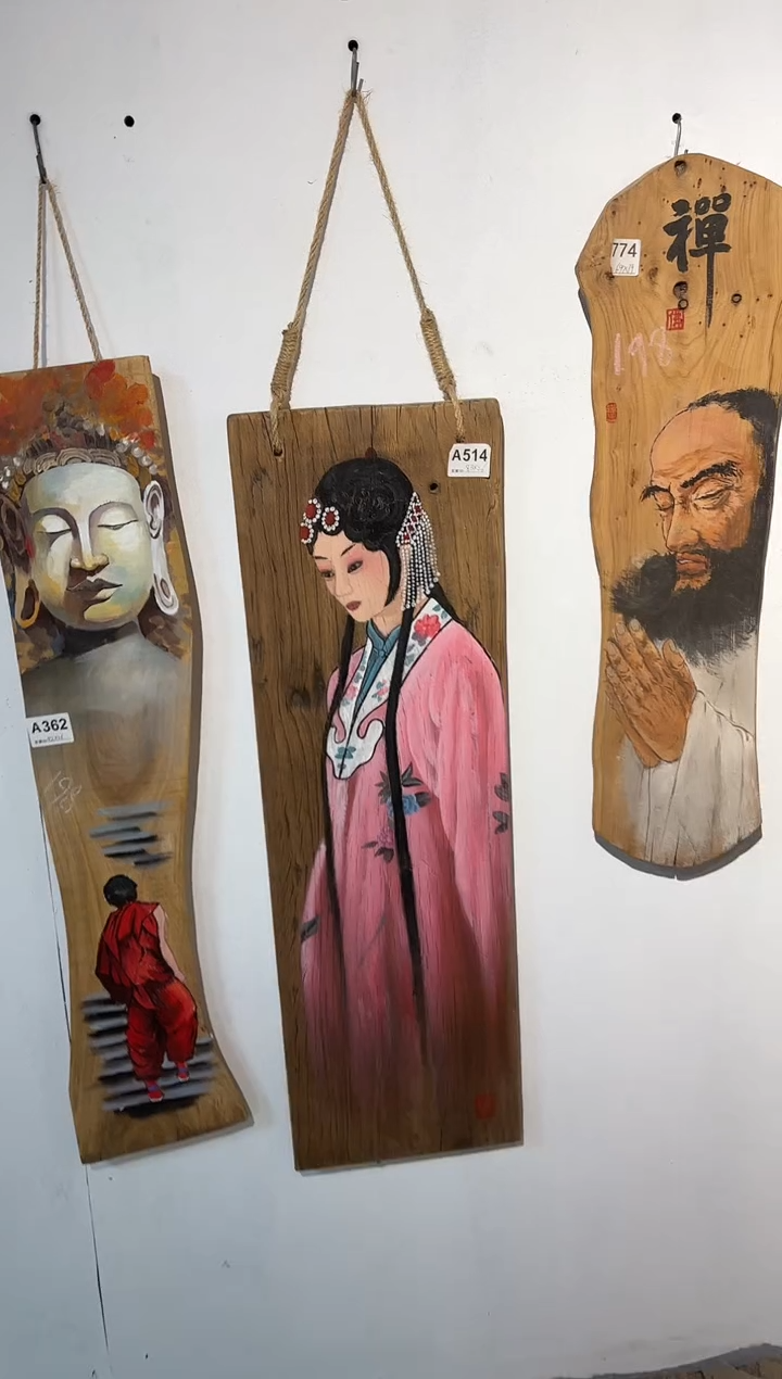 双*风化老门板丙烯画