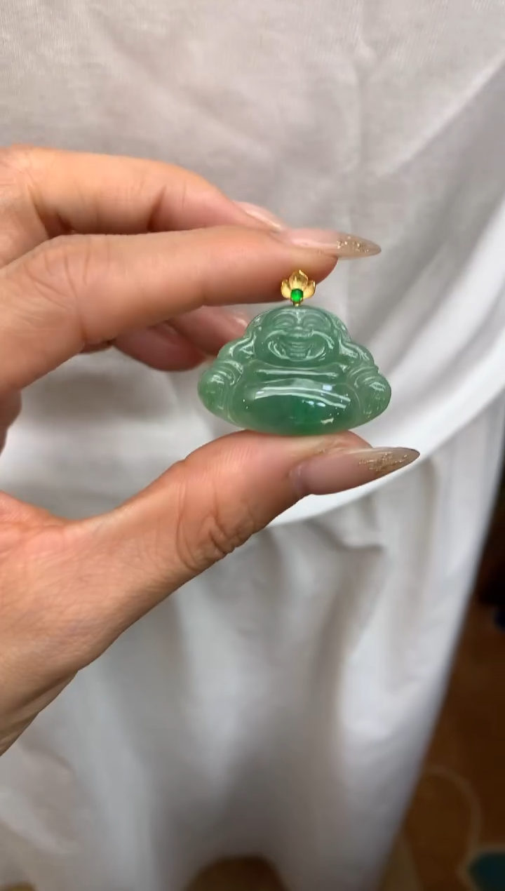 【闪购商品】翡翠颈饰18K金镶嵌佛公