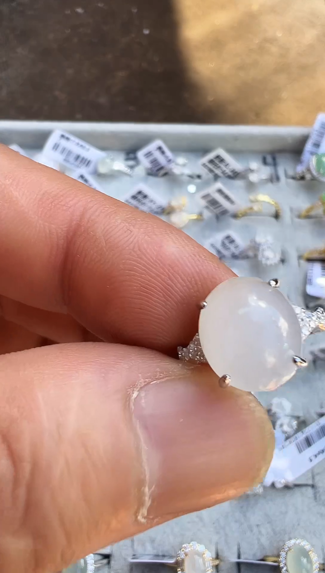 银S925镀金镶嵌戒指翡翠戒指