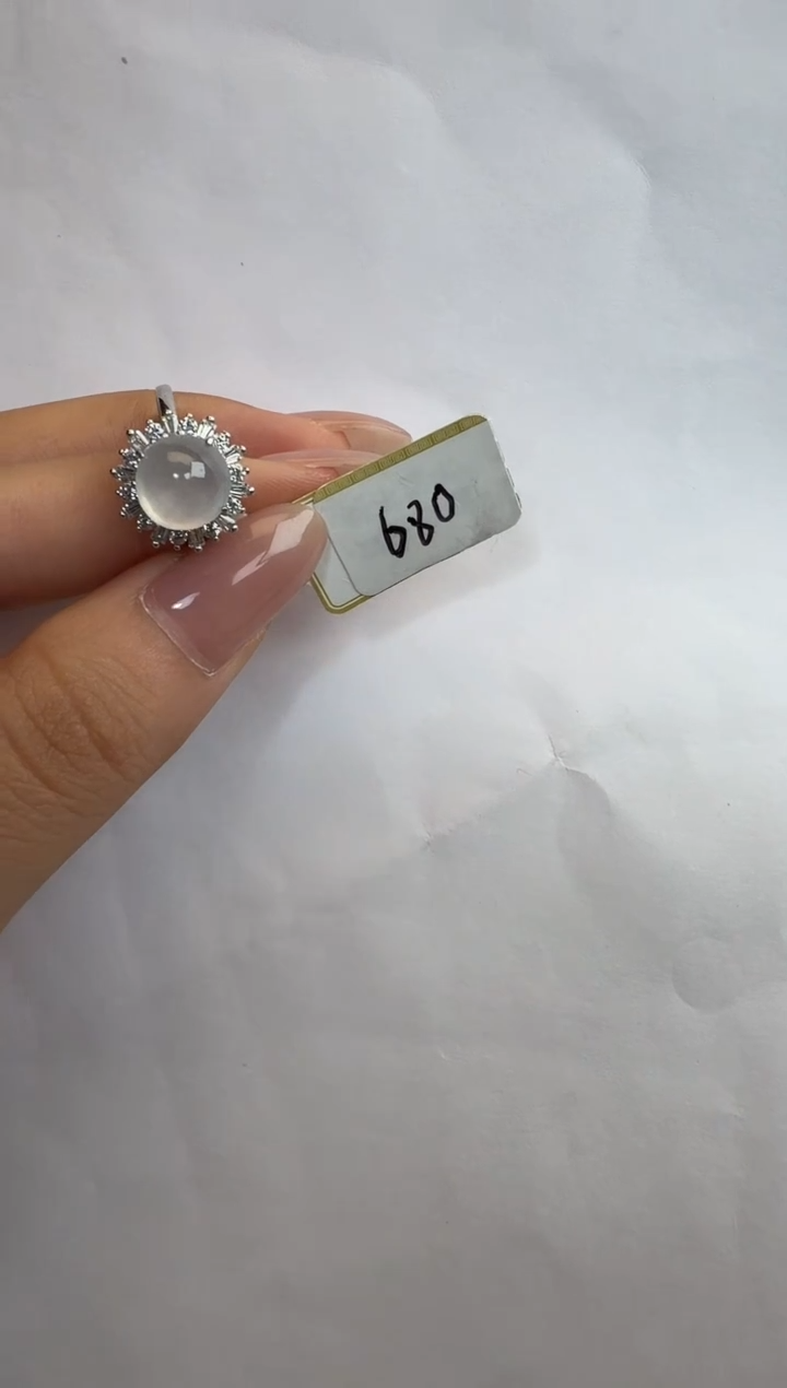 银S925镶嵌戒指翡翠通体925银镶缅甸A货翡翠戒指