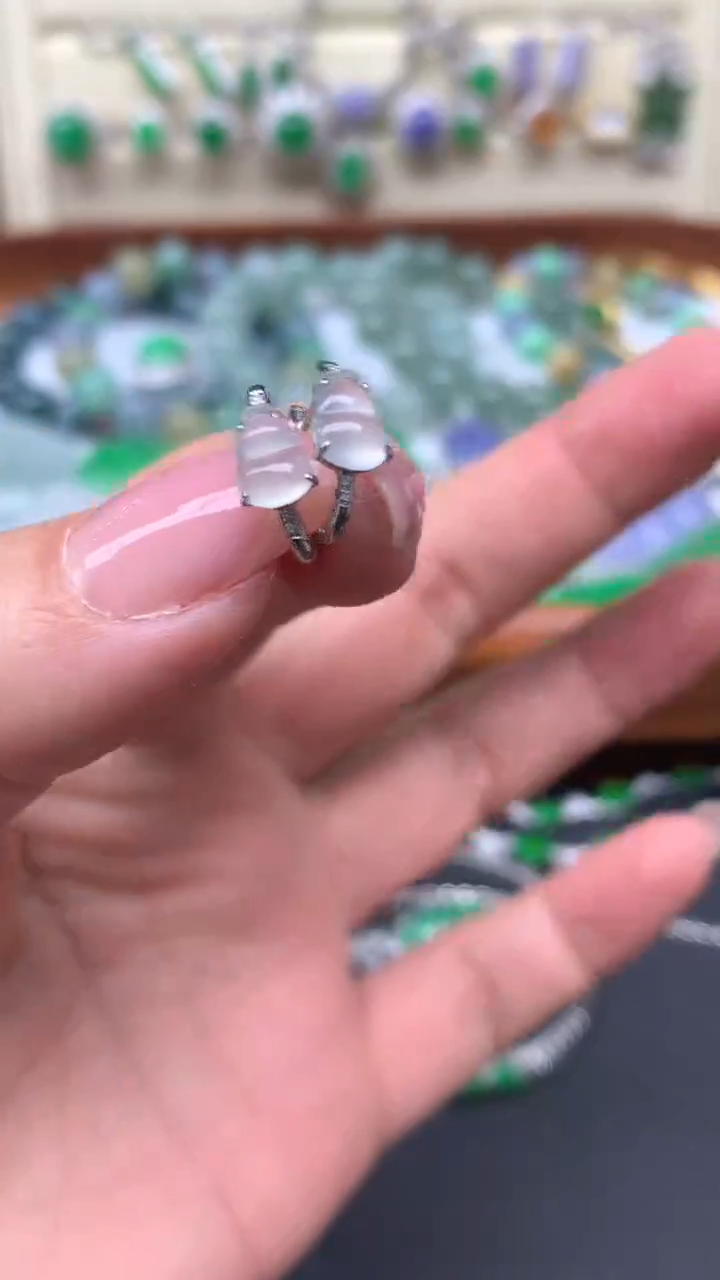 【闪购商品】翡翠耳饰18K金镶嵌79-天然翡翠