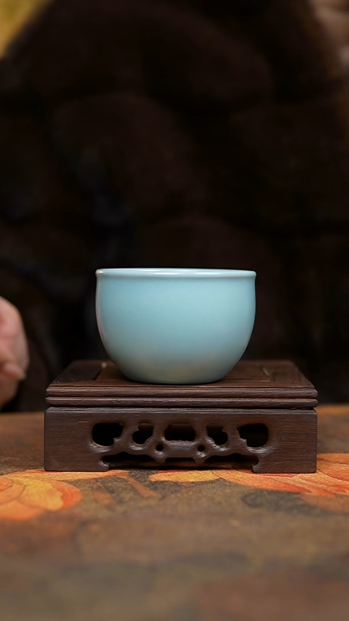 杯仿古天青风水杠杯微瑕