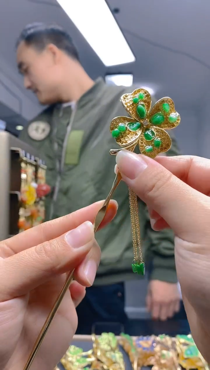 【闪购商品】翡翠耳饰合金0125翡翠发簪