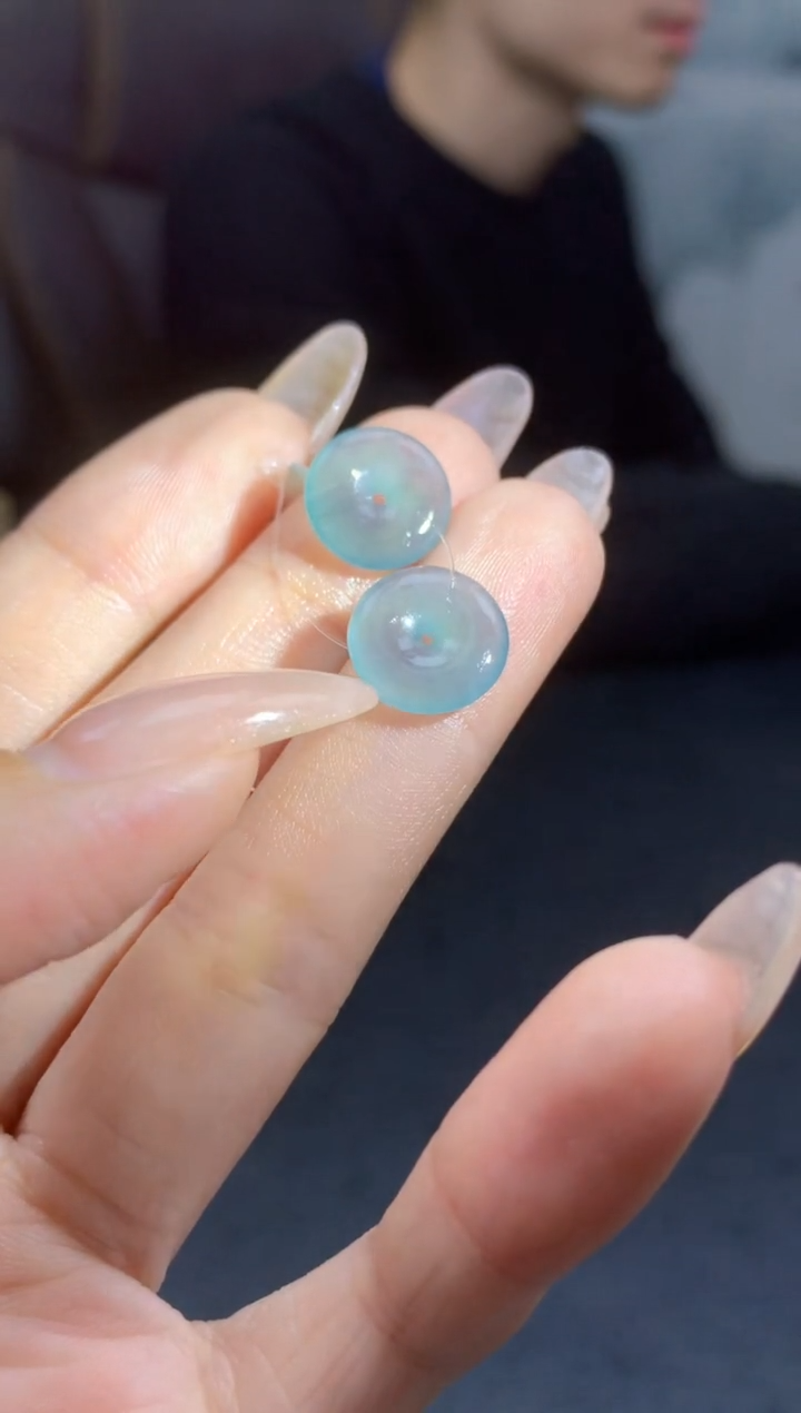 【闪购商品】定制翡翠未镶嵌888ee-毛货甜甜圈一对27