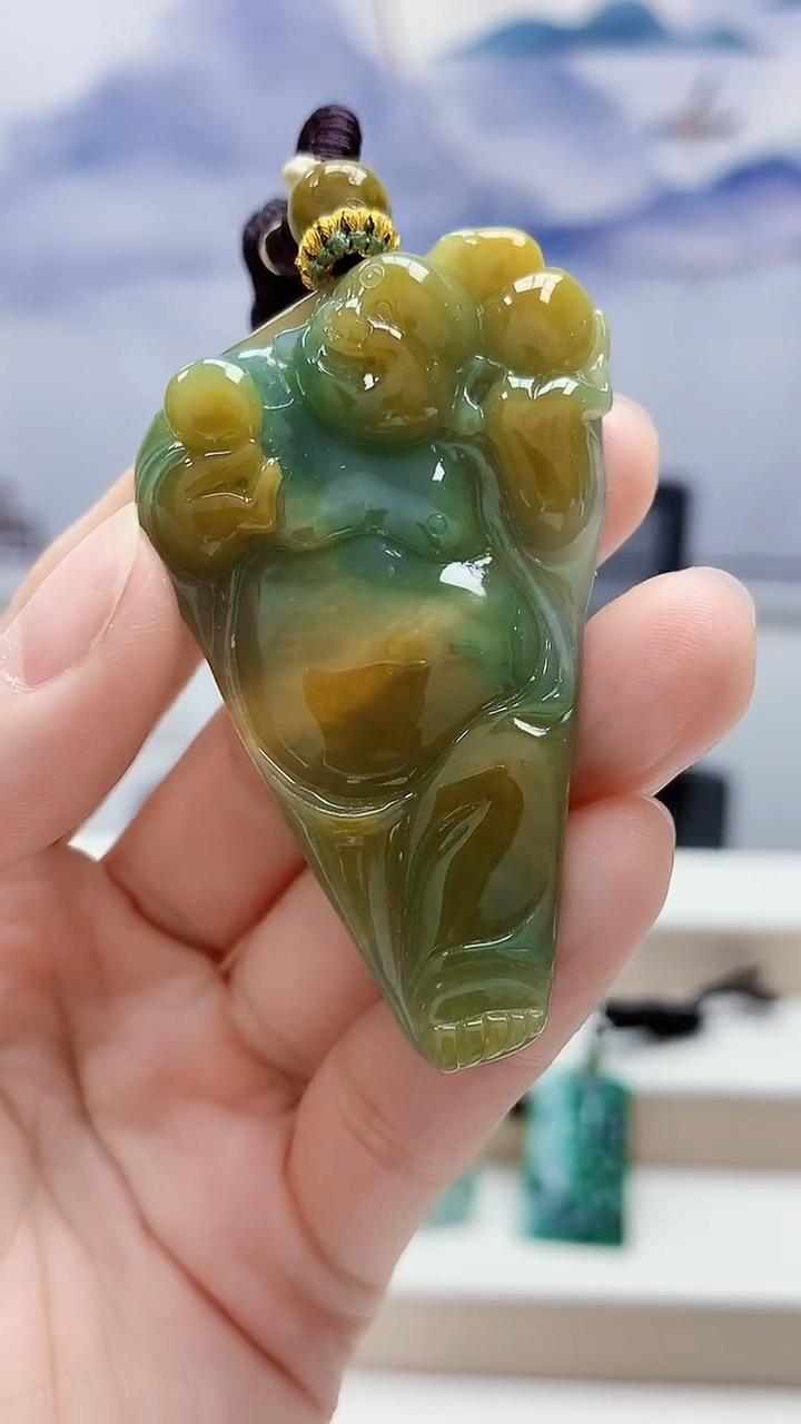 未镶嵌定制翡翠5028lr-毛货挂件26