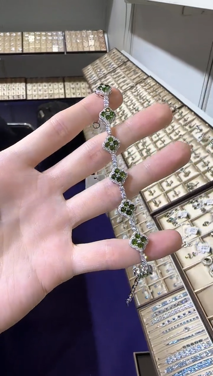 【闪购商品】透辉石手链银S925镶嵌设计款