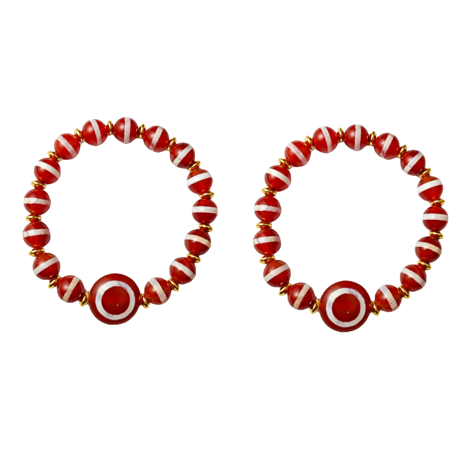 红肉药师羊板眼牙牙玛瑙手串A28-419赠礼盒(多样性发其一)