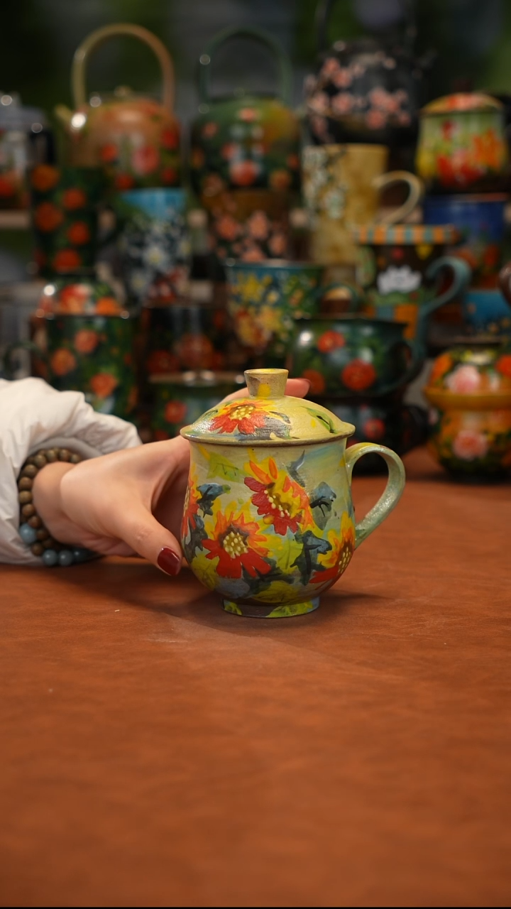 紫砂油画釉下彩手绘