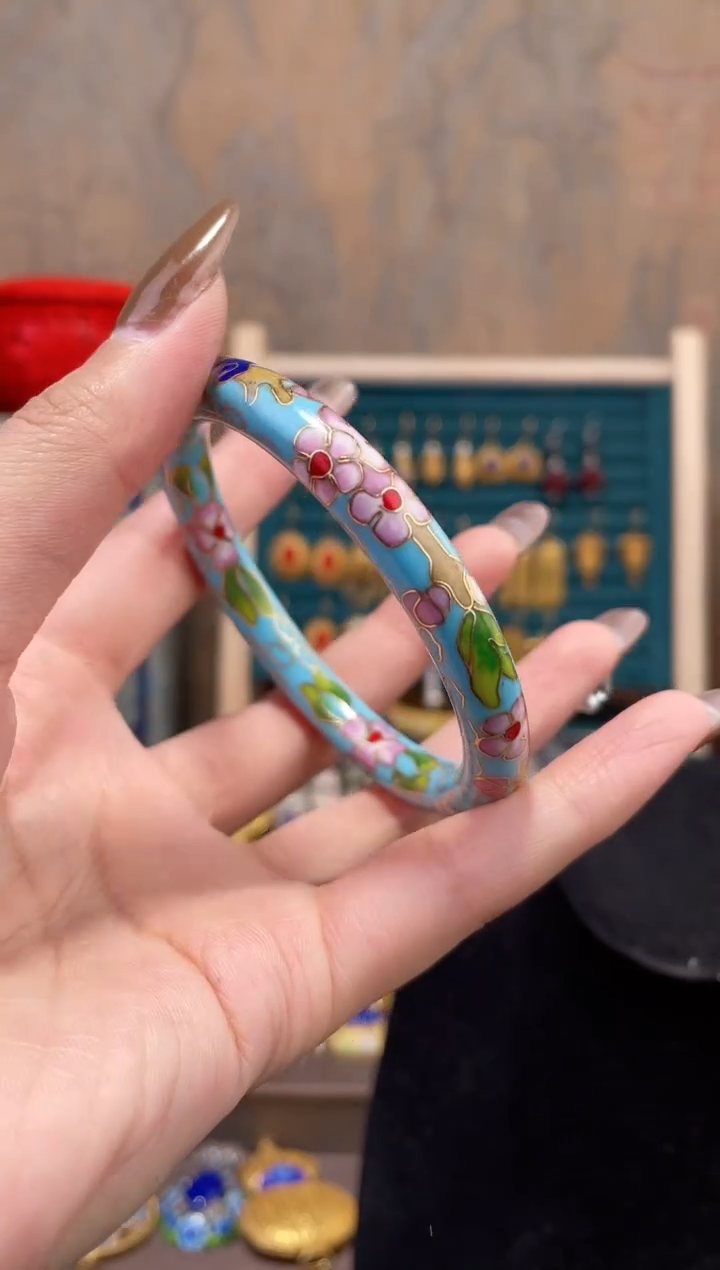 【闪购商品】非遗景泰蓝细棍镯55-60天蓝