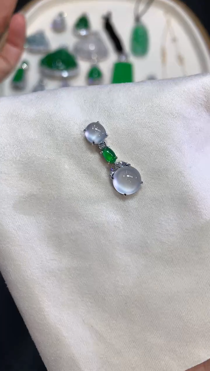 翡翠18K金镶嵌吊坠(不含链)S29|4980