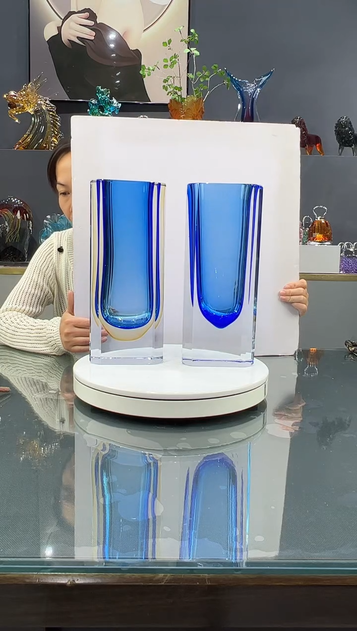 琉璃A***竹水晶琉璃花瓶2个