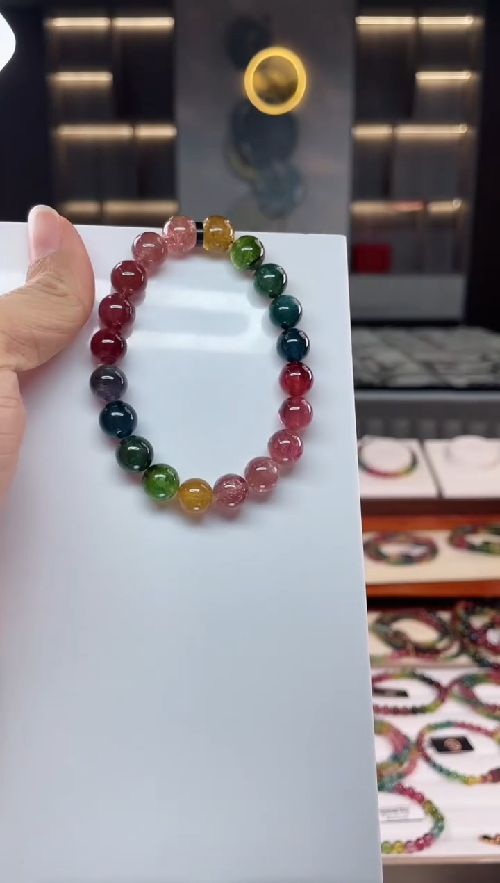 未镶嵌冰透体老矿碧玺单圈手串9mm+碧玺（多样性发一条）Q