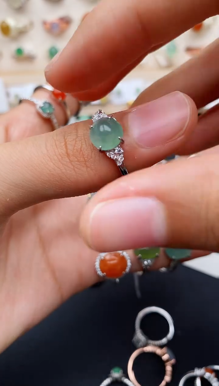 【闪购商品】翡翠戒指银S925镶嵌缅甸翡翠