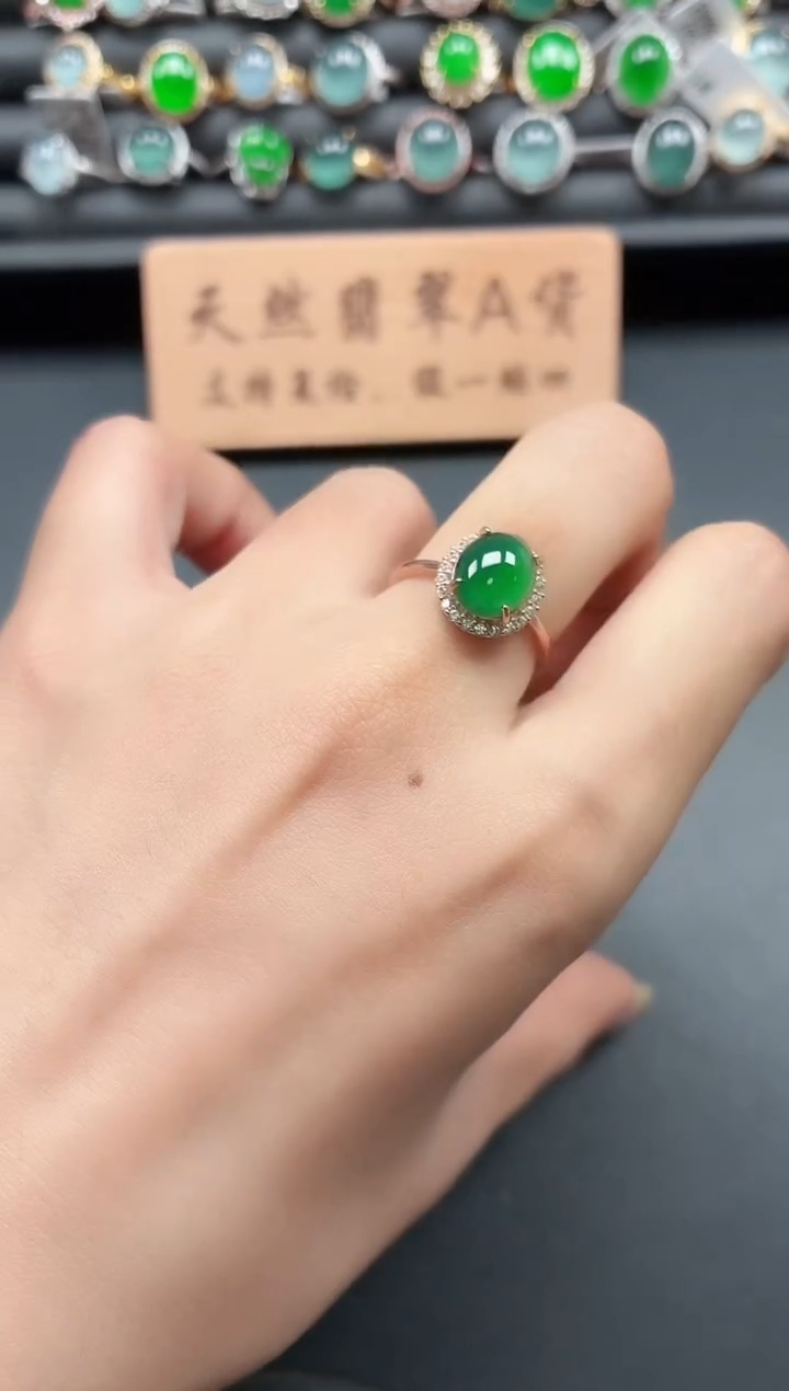 银S925镶嵌戒指翡翠111