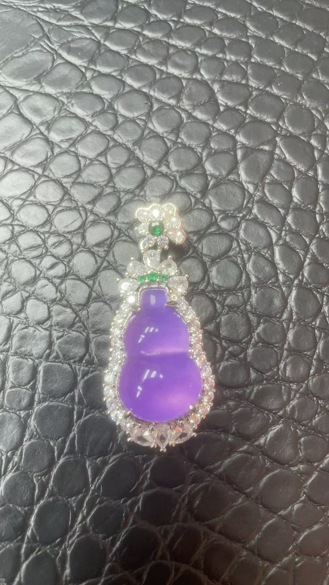 翡翠A039 紫色葫芦吊坠 男女同款 时尚百搭