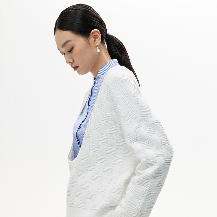 羊织道 昆仑  大U领套头上衣早春装新款毛针织外衫外套女羊织道