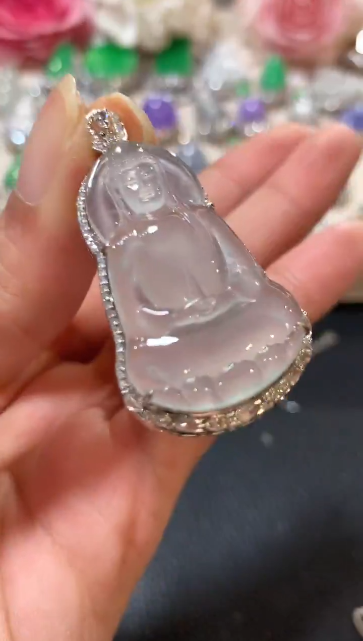 吊坠(不含链)18K金镶嵌翡翠z175 